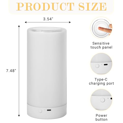 UNIFUN Table Lamp, Touch Sensor Bedside Lamps, Dimmable Warm White Light & Color Changing RGB for Kids Room,Living Room,Ca...