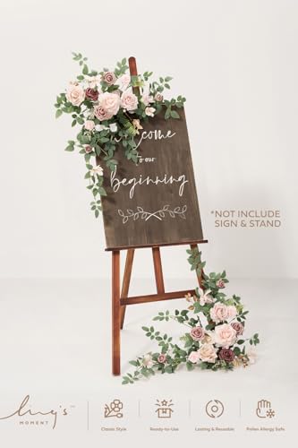 Ling's moment 2pcs Wedding Flowers Garland Artificial Floral Swag Arch Decorations Greenery Arrangements Dusty Rose Cream ...