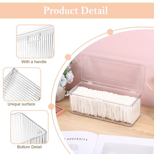GUSHBIN Plastic Clean Pads Holder Rectangular Pad Dispenser for Makeup Desktop Organizer with Lid for Bathroom Vanity