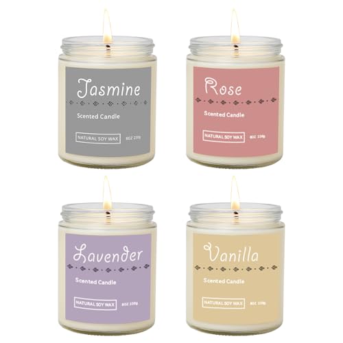 Scented Candle Gift Set, 4 Pack 25oz Soy Wax Candles, 200 Hour Burn Time, Long Lasting Aromatherapy Candles for Home Fragr...