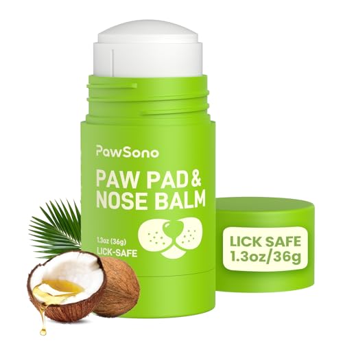 PawSono Lick-Safe Dog Paw & Nose Balm with Coconut Oil | All-Natural Moisturizer & Soother for Dry, Cracked Pads & Snout |...