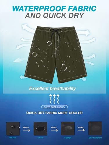 SILKWORLD Mens Swim Trunks with Compression Liner Quick Dry Board Shorts 9" Stretch Bathing Suits with 4-Hole Waistband