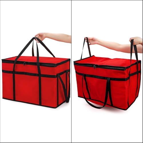 AVLA 3 Pack Insulated Food Delivery Bag, 77L XXX-Large Reusable Grocery Tote Insulation Bag, Collapsible Commercial Food W...