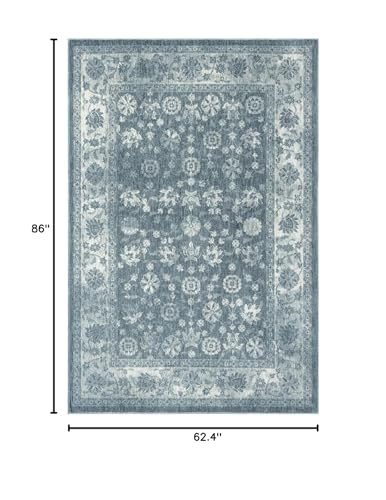 LUXE WEAVERS Patricia Collection 125 Blue 5x7 Oriental Floral Area Rug
