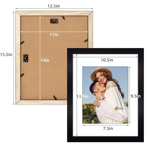 Golden State Art, 11x14 Black Picture Frame Made of Solid Pine Wood And Tempered Glass, Display for 8x10 Picture with Mat ...