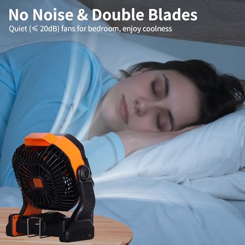 WESTTREE 20000mAh Battery powered fan Camping Fan essentials Portable fan Battery OperatedRechargeable Outdoor Tent with L...