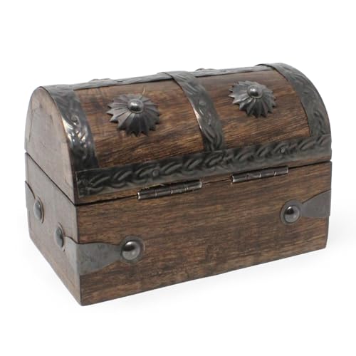 Nautical Cove Treasure Chest Keepsake and Decorative Wood Box (Small 5x3x3.25) - Storage Box, Wooden Box with Hinged Lid, ...