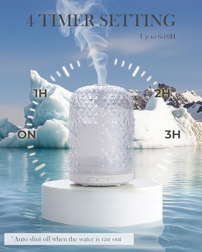 Onaboviva Essential Oil Diffuser - 2.4MHz Ultrasonic Glass Diffuser for Home, 120ml, Pulse&Continuous Mist, Bright/Dim/Bre...