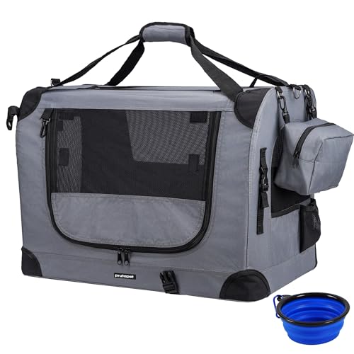 Prutapet Large Cat Carrier 24"x16.5"x16.5" Portable Dog Crate for Small Medium Dogs Collapsible Traveling Pet Crate with C...