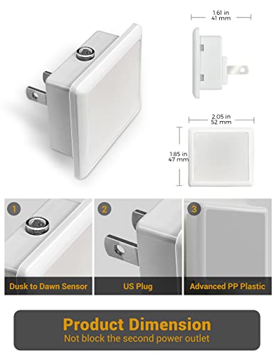 JandCase Night Lights Plug into Wall 2 Pack, Plug in Night Light with Dusk-to-Dawn Light Sensor, 3000K Soft White 0.3W, LE...