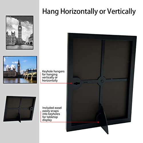 GOmaize Front Loading Black Picture Frame 8x10 Set of 5 Wall and Table Mounting