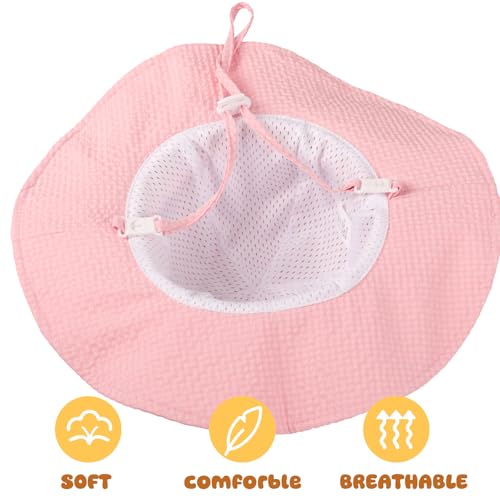 HONGTEYA Baby Sun Hat Toddler Girl Beach Hat Adjustable Outdoor Summer Hat Sun Protection Wide Brim Infant Kids