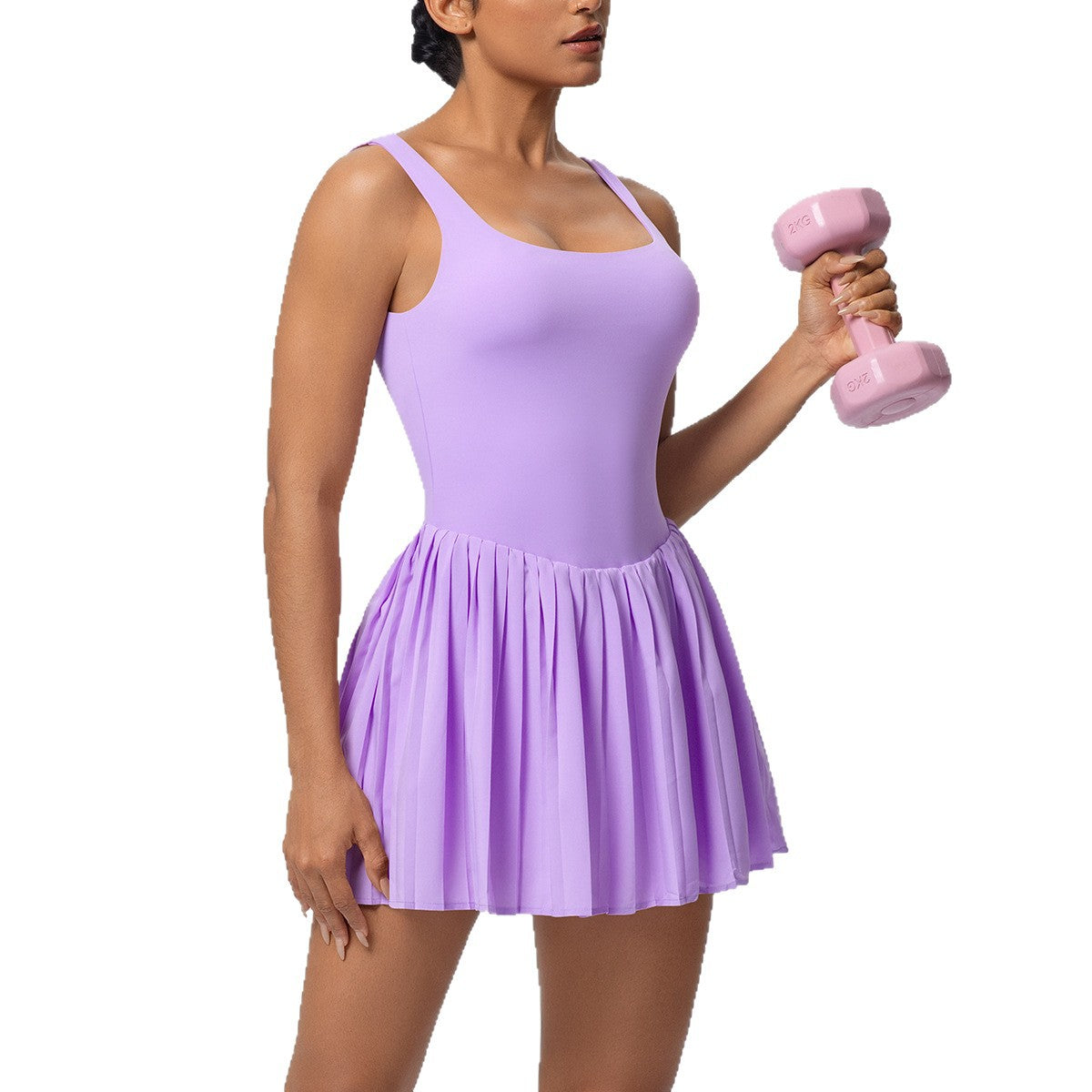 Fake Two-piece Tennis Skirt Base-layer Fitness Dress For Women