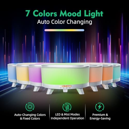 500ML Large Capacity Essential Oil Diffuser, Ultrasonic Aromatherapy Diffuser with 7 Color LED Lights with Remote Control,...
