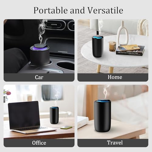 Waterless Car Essential Oil Diffuser, Premium Aluminum Alloy Cold-Air Atomizing Scent Machine Aromatherapy for Home/Offic...