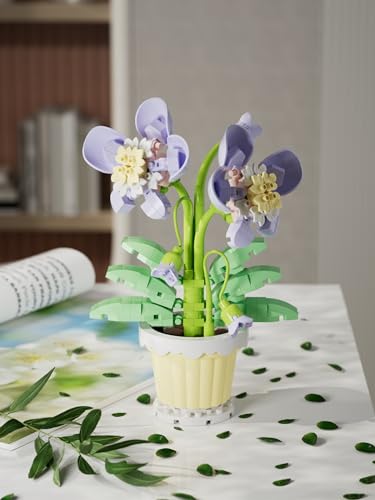 Jollcnoia Orchid Mini Flower Potted Bonsai Building Toy Blocks Particle Flower Botanical