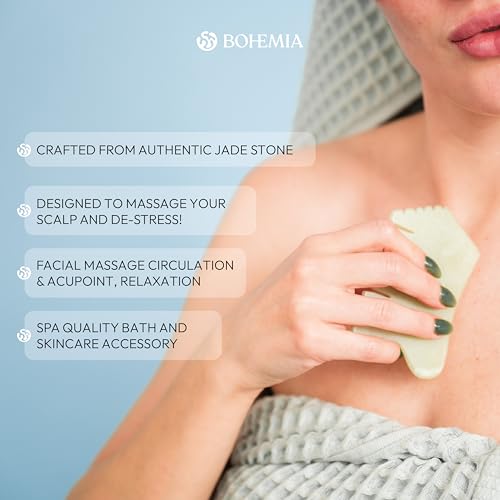 Bohemia Skin Gua Sha Facial Tools – Lymphatic Drainage Massager Stone & Face Massage Tools, Guasha Tool for Face. Great Se...