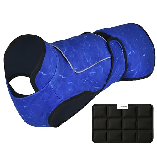 LUCOLOVE Dog Cooling Vest with Ice Pack – 2-Layer Evaporative Cooling Jacket with High Collar, UV Protection & Size-Matche...