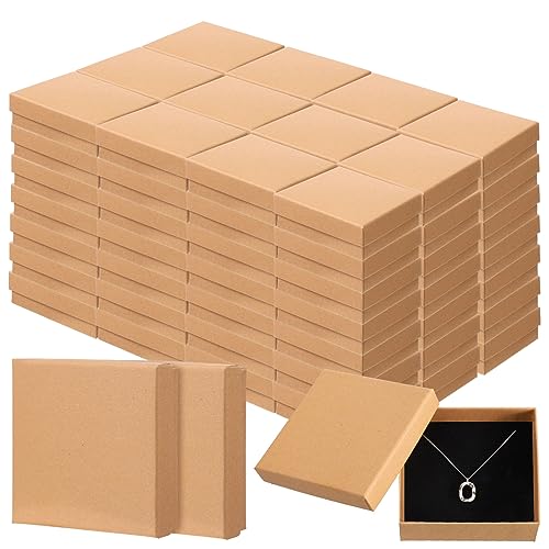 Tenceur 100 Pcs Jewelry Gift Boxes Bulk Kraft Jewelry Cardboard Box for Necklace Earring Bracelet Storage Package