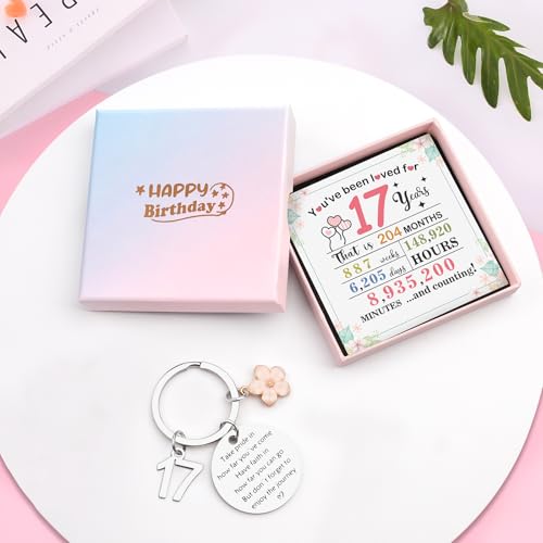 Juesly Birthday Gifts for Girls, Happy Birthday Keychain for 15 16 17 18 19 20 21 Year Old Girls Sister Daughter