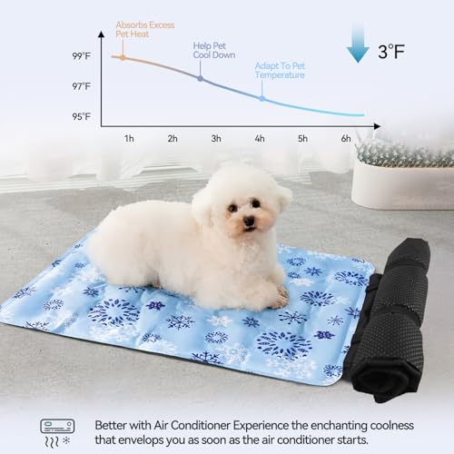 FOR-HI Summer Cooling Mat & Winter Warm Sleeping Pad. Washable Self Cool Pad for Small Dogs & Cats, Indoor Outdoor Pet Sle...