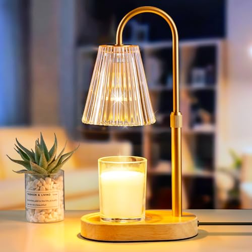 Candle Warmer Lamp with Timer - Electric Candles Wax Warmers Glass Lamps for Jar Candles Burner Adjustable Height and Dimm...
