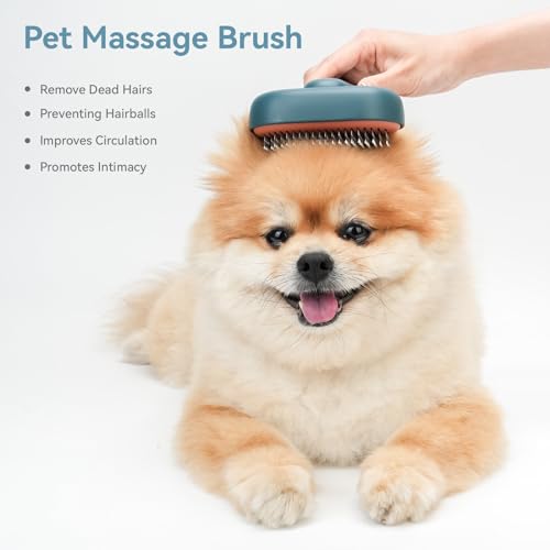 Aumuca Skin Friendly Self-Cleaning Slicker Brush for Dogs & Cats, Gentle Pet Grooming Tool for Shedding & Deshedding, Effi...