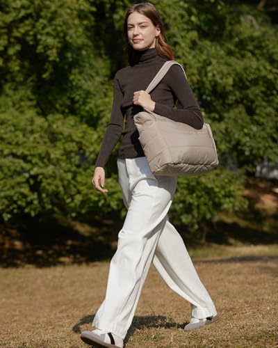 BAGSMART Tote Bag for Women, Lightweight Puffy Tote Bag with Compartments Shoulder Bag Handbag for Travel, Work, Gym | Lig...