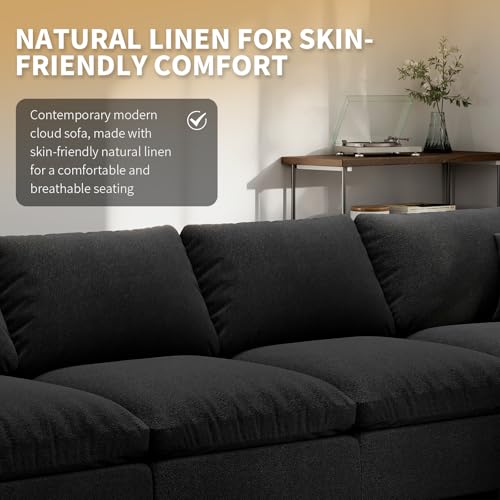 Gtilzria Modern Sectional Linen Couch for Living Room U-Shape Sofas,6 Seat Modular Cloud Sofas,Couches Cushion Covers Remo...