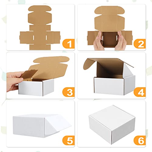 Eupako 6x4x3 Shipping Boxes Small Corrugated Cardboard Box - 25 Pack White Mailing Boxes for Packaging Small Business, Mai...