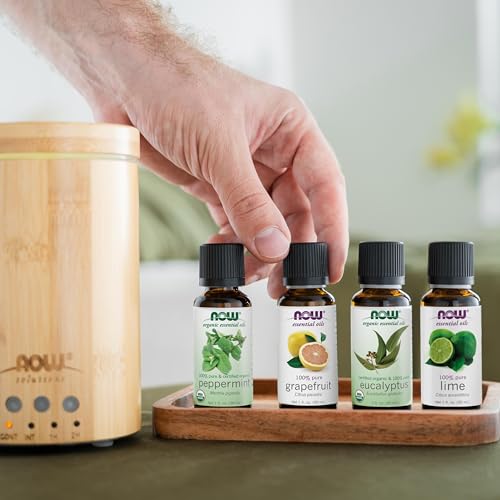 NOW Essential Oils, Ultrasonic Real Bamboo Aromatherapy Oil Diffuser, Extremely Quiet, Heat Free and Easy to Clean, Color ...