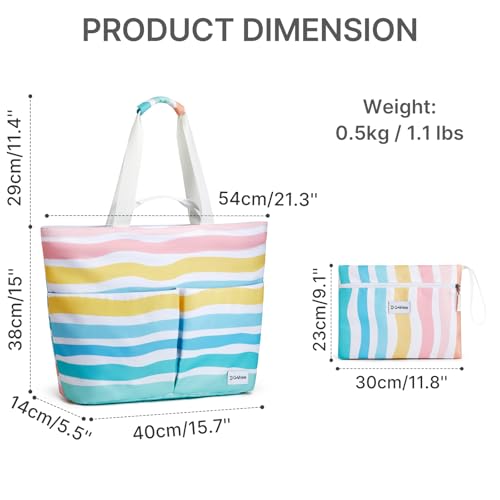 G4Free Beach Bags for Women Sandproof Foldable Beach Bag Tote with Waterproof Compartment Pool Travel