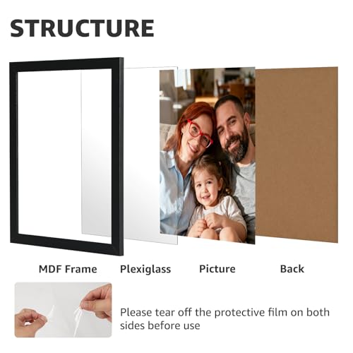 Giftgarden 8x10 Picture Frames Set of 15, Black Wooden Photo Frame for Wall or Tabletop Display, Engineered Wood with Shat...