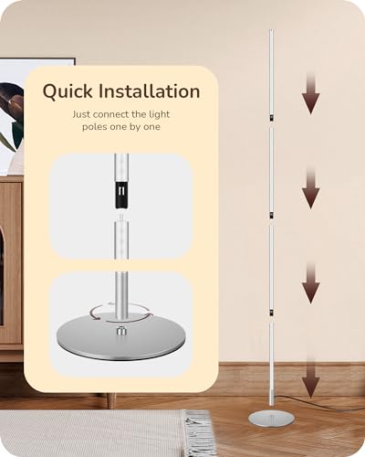 EDISHINE LED Corner Floor Lamp, Minimalist Dimmable Mood Light, Adjustable Height, 57.5" Tall Floor Lamp for Bedroom, Livi...