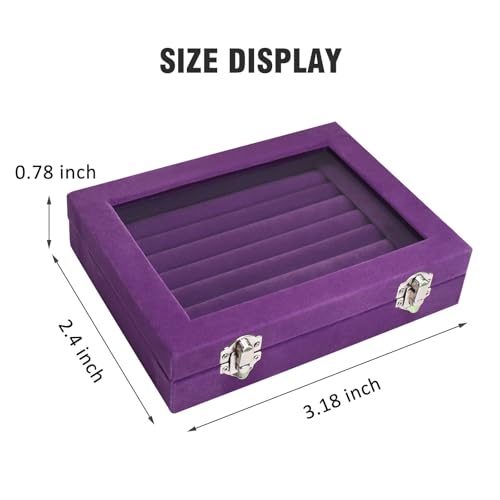 Vicoter Rings Organizer Tray 7 Slots Velvet Jewelry Earring Storage Box with Transparent lid Jewelry Display Case for Girl...