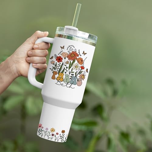 Personalized Para Tumbler with Handle, Custom Paraprofessional Floral Cup, Teacher Assistant Appreciation Gift, Back to Sc...