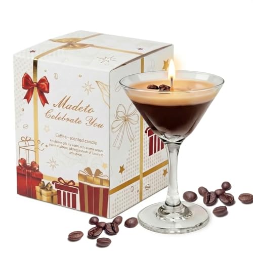 SILEAGEO Espresso Martini Candle in Reusable Glass | Strong Scented Natural Soy Wax Coffee Candle, Home & Bedroom Decor | ...