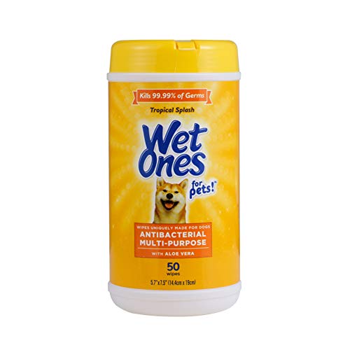 Wet Ones for Pets Antibacterial Dog Wipes, Multi-Purpose Grooming Wipes with Aloe Vera for Paws, Face & Body, Easy Cleanup...