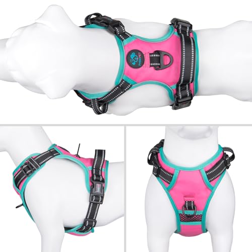 PHOEPET 2019 Upgraded No Pull Dog Harness, Reflective Adjustable Vest, with a Training Handle + 2 Metal Leash Hooks+ 3 Sna...