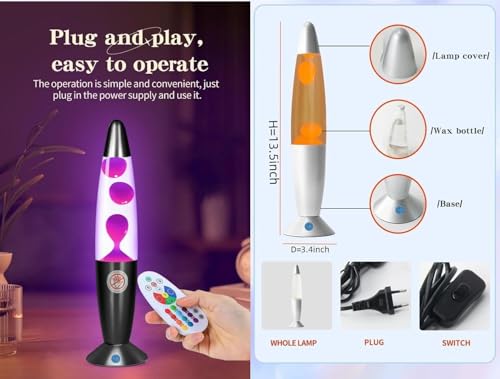 LEHAHA 13.5" LED Liquid Motion Lamp - Versatile Remote Control for 17 Unique Color Transitions, Soothing Liquid Night Ligh...