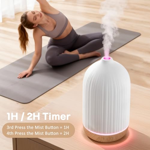 Specvoko 100ML Essential Oil Diffuser, Ultrasonic Cool Mist Aromatherapy Diffuser with Timer & 8-Color LED Light, Continuo...