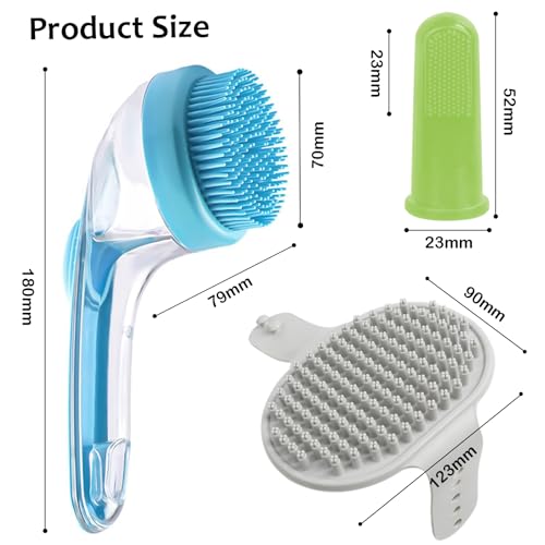 (6 Pcs) ELEGX Pet Grooming Bath Massage Brush with Soap and Shampoo Dispenser Soft Silicone Bristle for Long Short Haired ...
