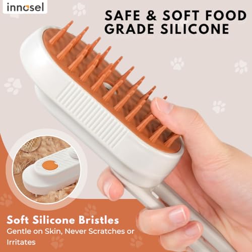 Innosel Cat Steam Brush for Shedding, 4-in-1 Rechargeable Pet Grooming Brush for Cats & Dogs, Anti-Static, Massage, Cleani...