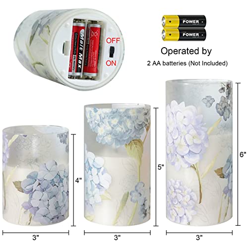 DRomance Hydrangea Glass Flameless Candles with Remote Timer Battery Operated LED Flickering Pillar Candles Real Wax Sprin...