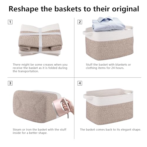 OIAHOMY 3 Pack Storage Baskets for Organizing, 13''X9.85''X8.7'' Storage Bins,Woven Basket with Handles, Toy Storage Bin,S...