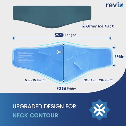 REVIX Neck Ice Pack Wrap – Reusable Hot Cold Gel Pack for Neck and Shoulder, Large Flexible Design with Soft Plush Lining,...