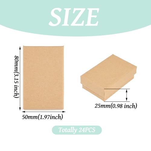 Craftdady 24pcs Tan Jewelry Gift Boxes 3 x 2 x 1 Inch Small Gift Boxes Cardboard Necklace Boxes Earring Pendants Boxes Rec...