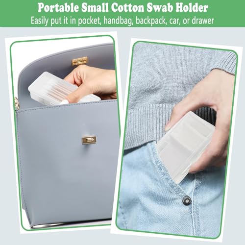 MatFirsmo Cotton Swab Holder for Travel, 2 Pcs Portable Small Dental Floss Holder Clear Plastic Cotton Pad Holder, Travel ...