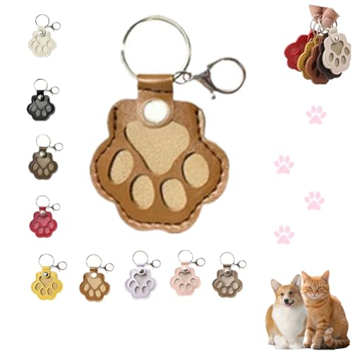 DTREELS Dog Fur Storage Key chain, Cute Leather Paw Key chain Pet Hair Keepsake Keyring, Unique Memorial Collection Keychain
