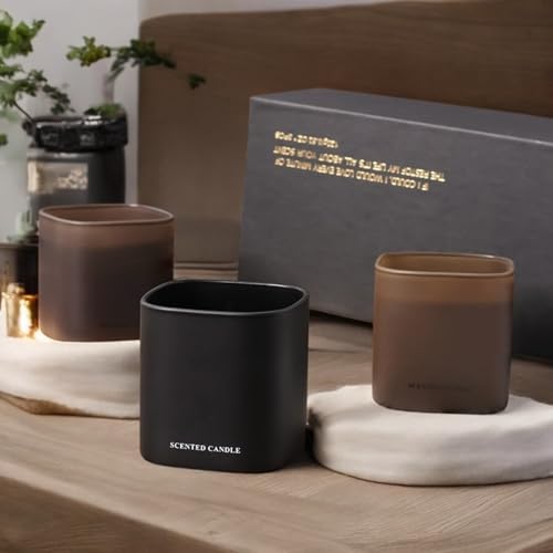 Set of 3 Scented Soy Candles Gift Set 3 Scented Candles, Champagne+Red Teak+Amber Allure,Each Candle Burns for 40-50 Hour...